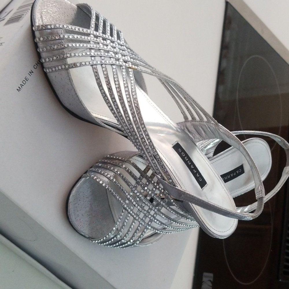 Silver Peeptoe Heels